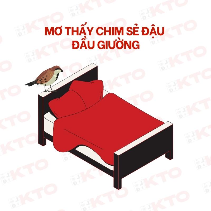 Con chim sẻ đậu trên đầu giường